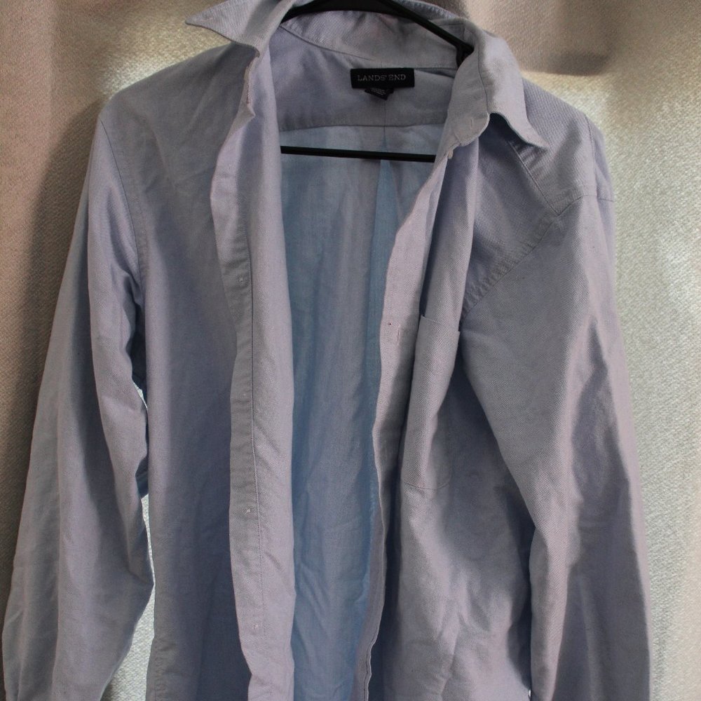 Lands End Light Blue Mens Dress Shirt